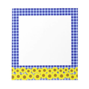Sunflower Check Navy Notepad