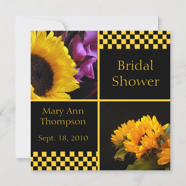 Sunflower & Checkers Bridal Shower Invitations (Front)