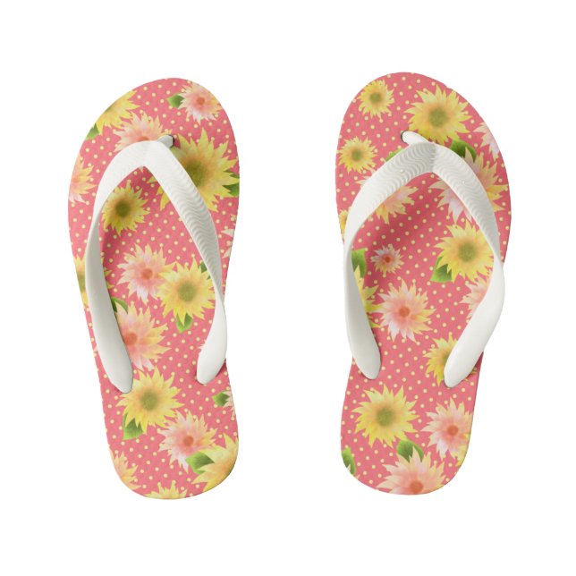 Sunflower Cherry. Kid's Flip Flops (Footbed)