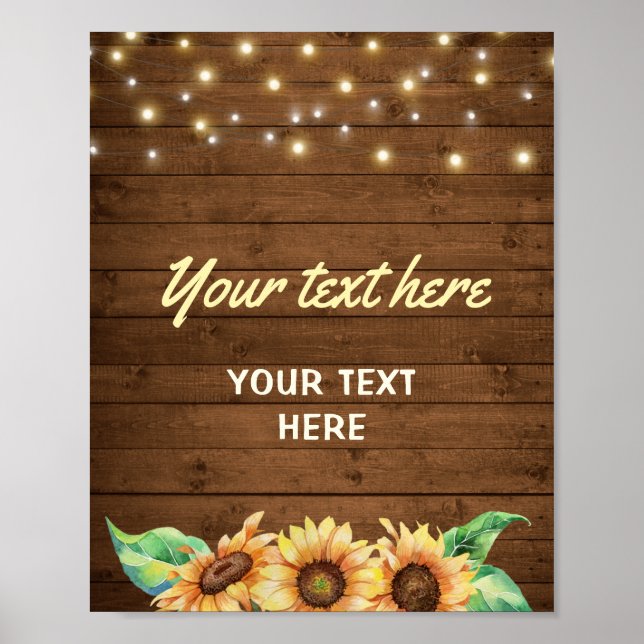 Sunflower Chic Wedding Bridal Shower Baby Birthday Poster (Front)
