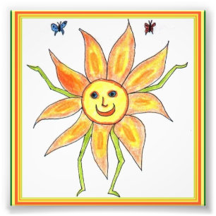 Sunflower Child Fun Drawing Photo Print