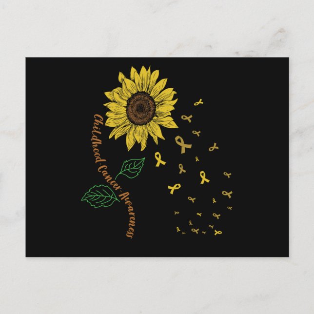 Sunflower Childhood Cancer Awareness Announcement Postcard (Front)