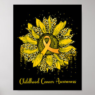 Sunflower Childhood Cancer Awareness Gold Ribbon L Poster