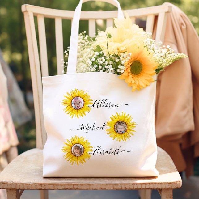 Sunflower Children | Grandchildren Photo Tote Bag (Creator Uploaded)