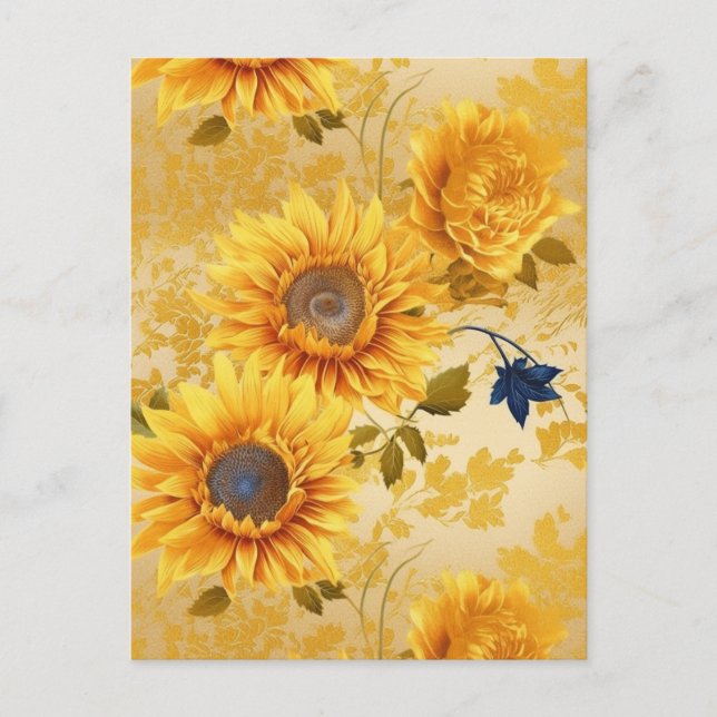 Sunflower Chiyogami  Postcard (Front)
