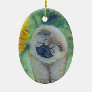 Sunflower Chow Chow Ceramic Tree Decoration