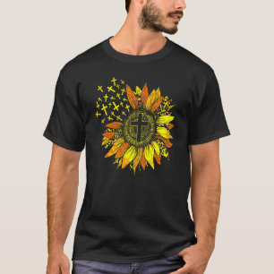 Sunflower Christian Decor Leopard Print Cross Happ T-Shirt