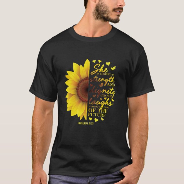 Sunflower Christian Gifts Women Proverbs 31 Bible  T-Shirt (Front)