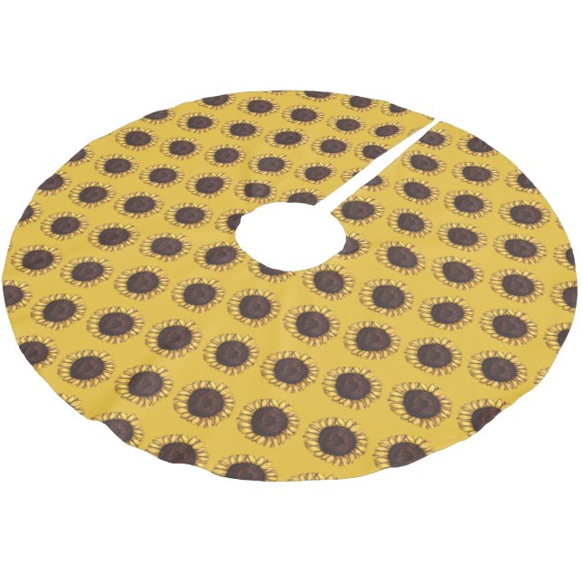 Sunflower Christmas Tree Sunflower Art Tree Skirt (Angled)