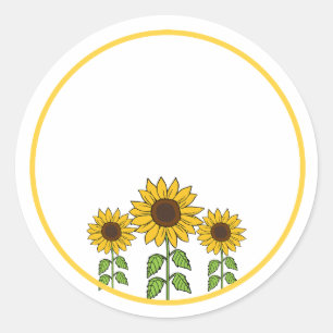 Sunflower Circle Trio Artwork Classic Round Sticker