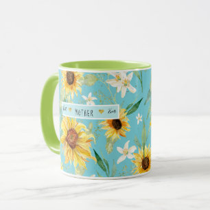 Sunflower Citrus Blossom Best Mother Ever Hearts Mug