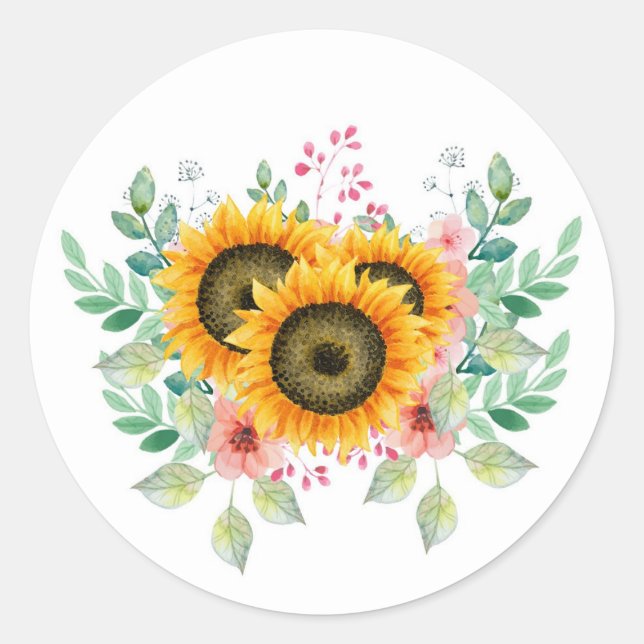 Sunflower  classic round sticker (Front)