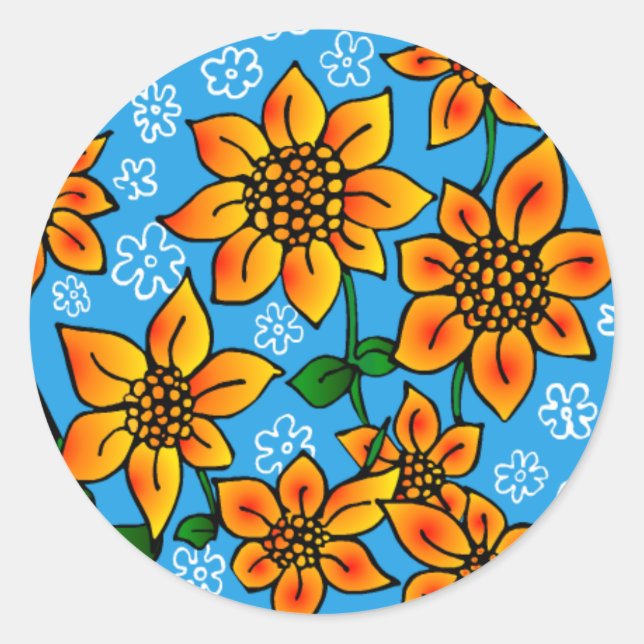 Sunflower Classic Round Sticker (Front)