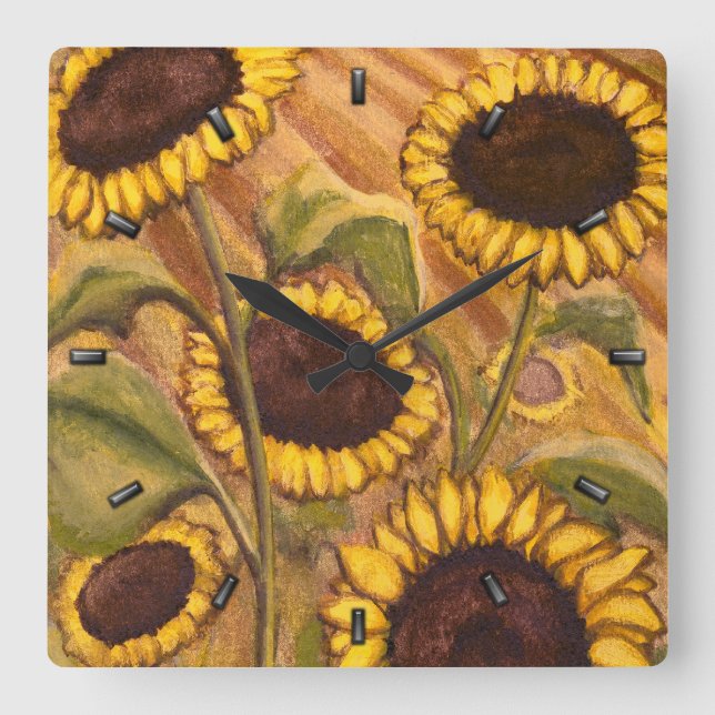 Sunflower Clock Yellow Sunflower Art Wall Clocks (Front)