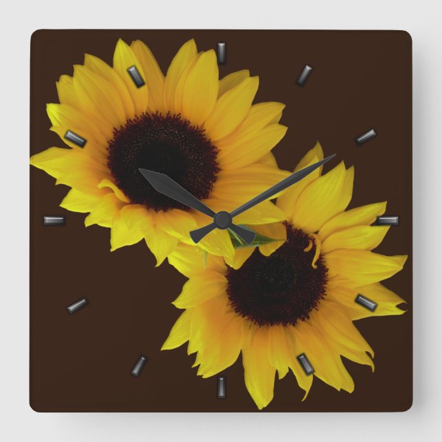 Sunflower Clock Yellow Sunflower Wall Clocks (Front)