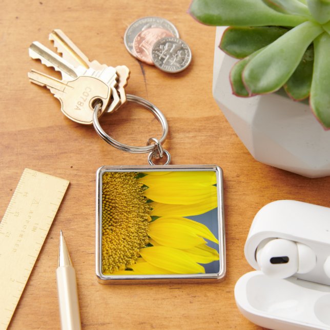 Sunflower Close Up Photograph Key Ring (Desk)