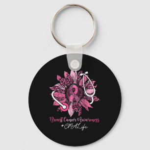 Sunflower CMA Life Pink Ribbon Breast Cancer Aware Key Ring