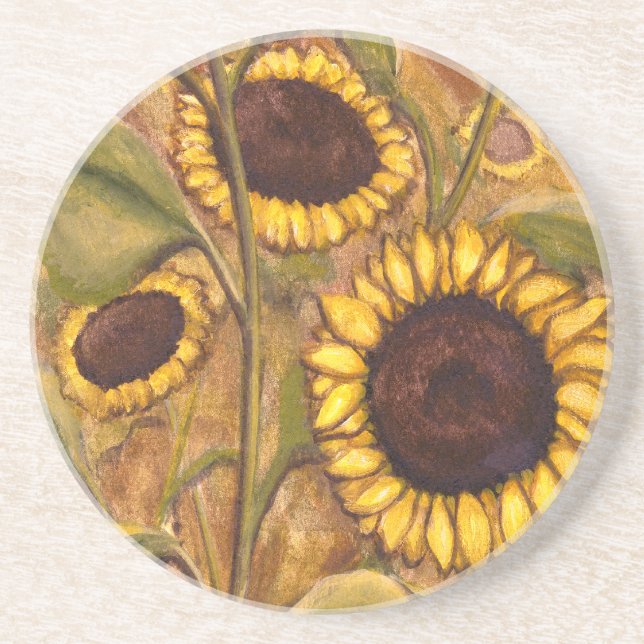 Sunflower Coasters Cheerful Yellow Flower Gifts (Front)