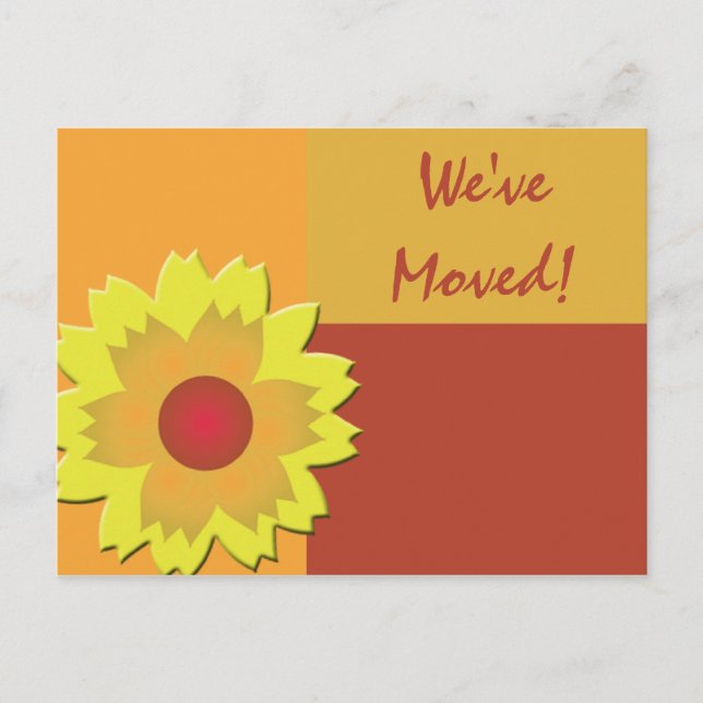 Sunflower Colour Block Change of Address Announcement Postcard (Front)