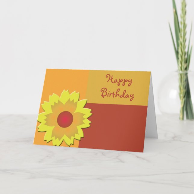 Sunflower Colour Block Happy Birthday  Card (Front)