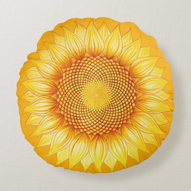 Sunflower Colourful Shining Floral Mandala Pillow (Front)