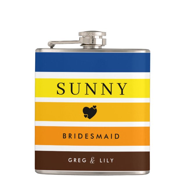 Sunflower Colours Personalised Bridesmaid Hip Flas Hip Flask (Front)