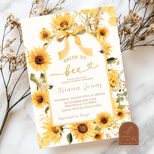 Sunflower Coquette Bow Bride to Bee Bridal Shower  Invitation (Creator Uploaded)