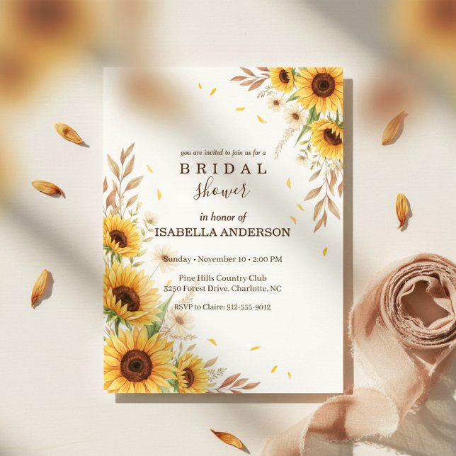 Sunflower Corner Bridal Shower Rustic Style Invitation (corner sunflower bridal shower)