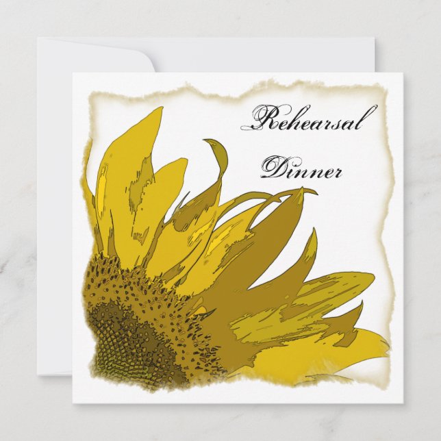 Sunflower Corner Wedding Rehearsal Dinner Invitation (Front)