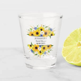 Sunflower Cornflower Watercolor Bridal Shower  Shot Glass
