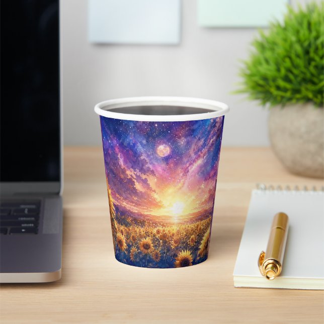 Sunflower Cosmic Sunset Paper Cup (Insitu)