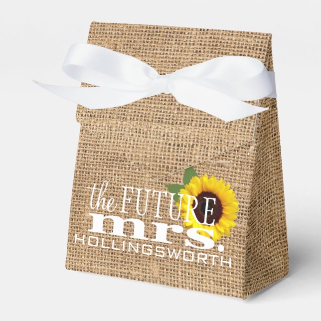 Sunflower Country Burlap Favour | Bridal Shower Favour Box (Front Side)
