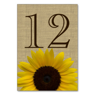 Sunflower Country Burlap Table Number Card