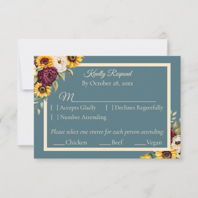 Sunflower Country Elegance RSVP Response Card (Front)