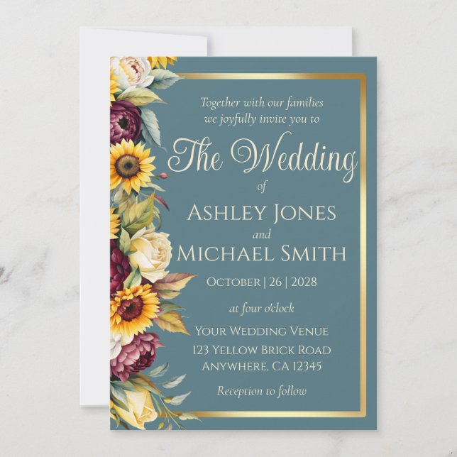Sunflower Country Elegance Wedding Invitation (Front)