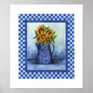 Sunflower Country Folk Art Poster Print