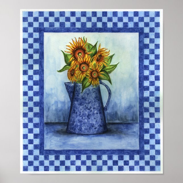 Sunflower Country Folk Art Poster Print (Front)