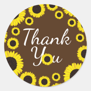 Sunflower Country Graduation Thank You Brown Classic Round Sticker