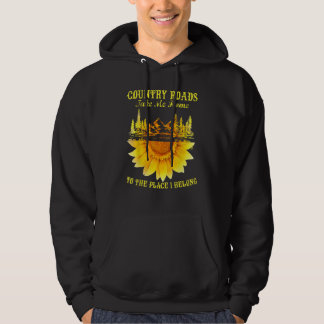 Sunflower Country Roads Take Me Home Funny Farmer  Hoodie