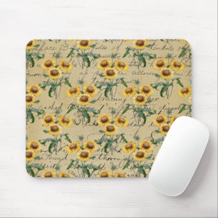 Sunflower Country Rustic Vintage Handwritten Mouse Mat