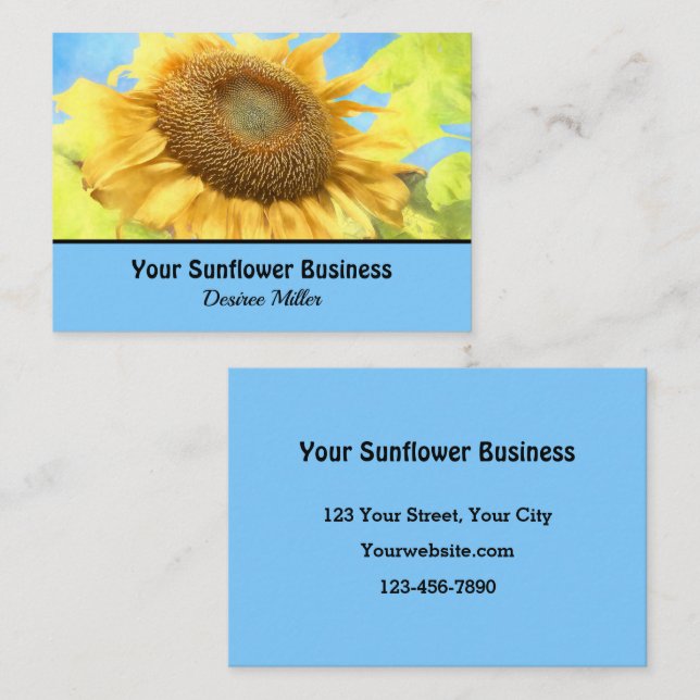 Sunflower Country Rustic Yellow Watercolor Business Card (Front/Back)