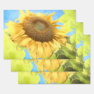 Sunflower Country Rustic Yellow Watercolor Wrapping Paper Sheet