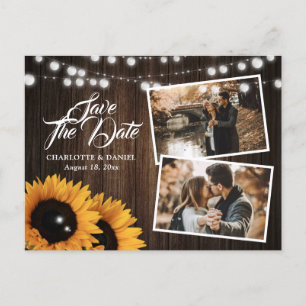 Sunflower Country Wedding Photo Save The Date Announcement Postcard