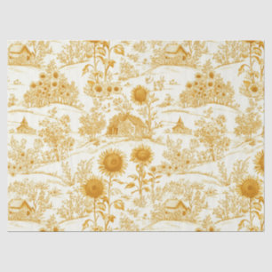 Sunflower Countryside Vintage Yellow Toile Tissue Paper