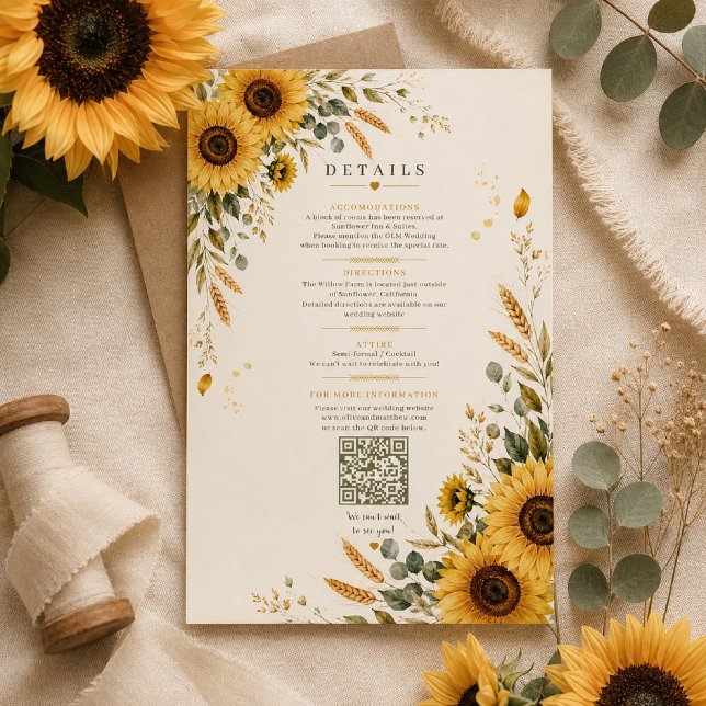 Sunflower Countryside Wedding Details Card (Creator Uploaded)