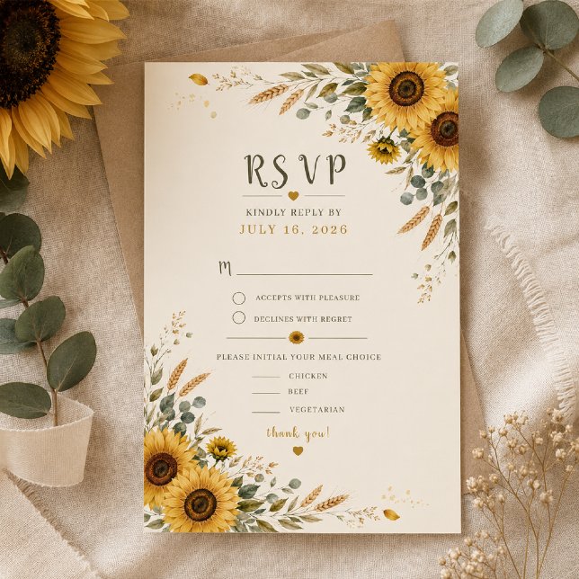 Sunflower Countryside Wedding RSVP Card (Creator Uploaded)