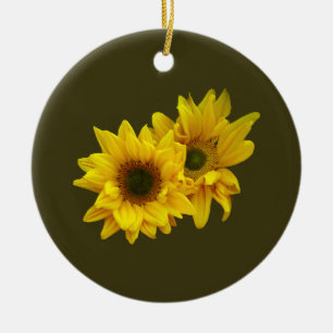 Sunflower Couple Arm in Arm Ceramic Tree Decoration