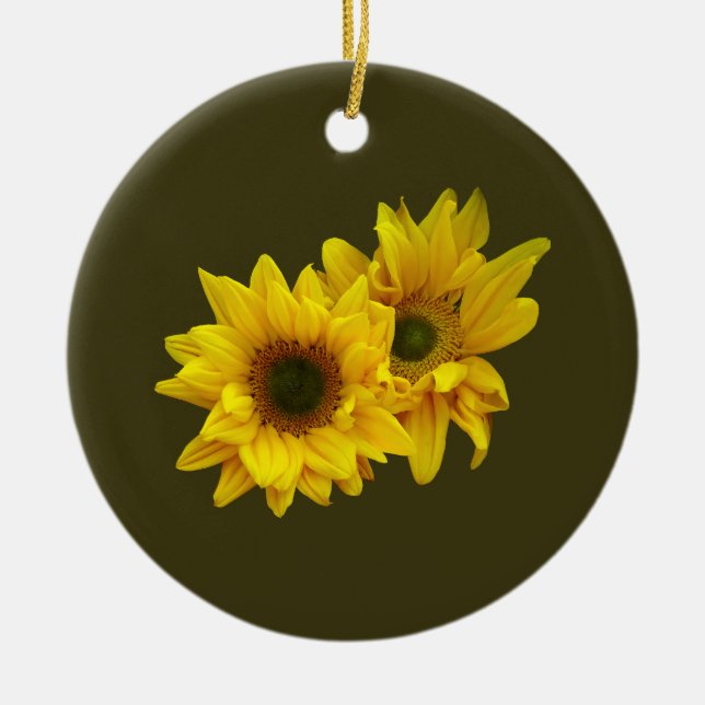 Sunflower Couple Arm in Arm Ceramic Tree Decoration (Front)