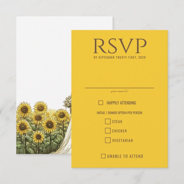 Sunflower Couple Food Choices RSVP Card (Front/Back)