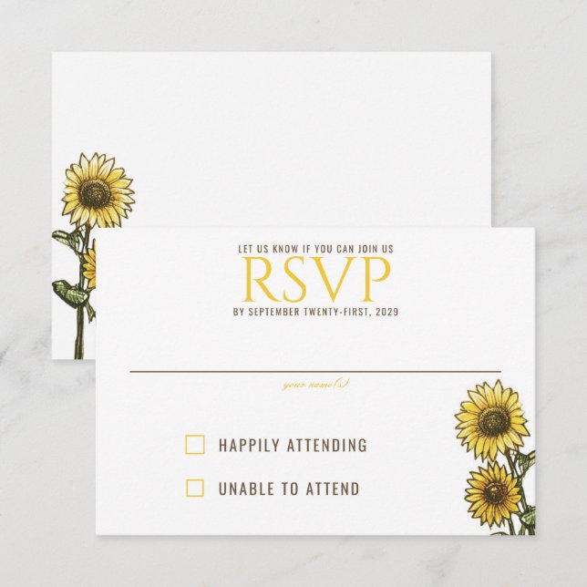 Sunflower Couple RSVP Card (Front/Back)